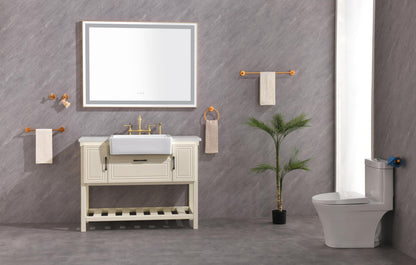 Large 48x36 Illuminated Bathroom Mirror with Dual Control Anti-Fog Feature