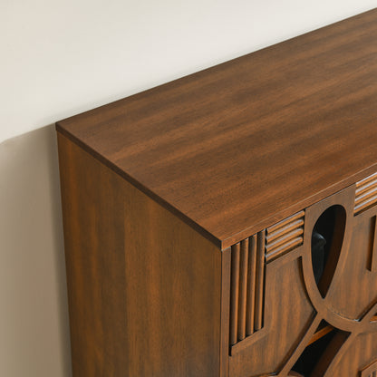 60.5" Mid Century Modern Sideboard Buffet Cabinet with Storage, TV Media Console Table, Storage Cabinet with 4 Doors & Adjustable Shelves for Kitchen Dining Living Room Bedroom Entryway, Walnut