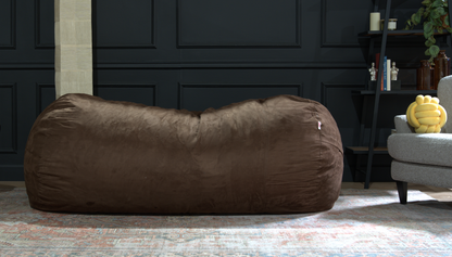8-Foot Cylindrical Foam Bean Bag Chair with Removable Cover, Modern Living Seating, Microfiber Brown