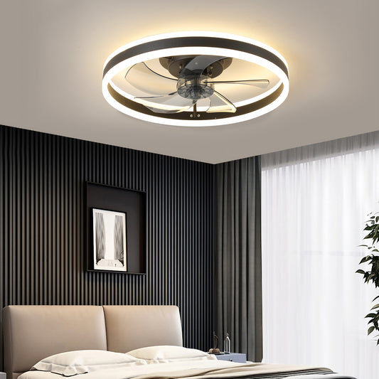 Ceiling Fan with Lights, Dimmable LED, 6-Speed Remote, 5-Blade, Iron Frame, DC Motor, Black