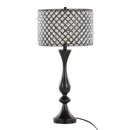 27-Inch Modern Metal Table Lamp with Clear K9 Crystal Accents and Drum Shade, 60W Bulbs Oil Rubbed Bronze