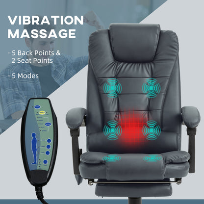 Blue Vinsetto 7-Motor Massage Office Chair with Reclining Feature