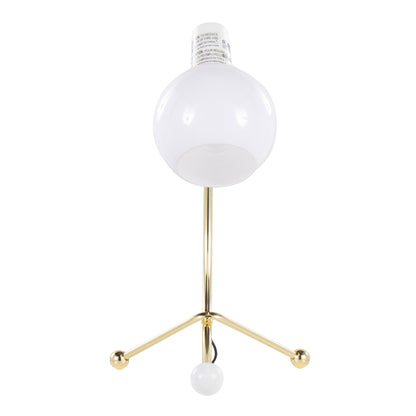 Contemporary Adjustable Neck Task Lamp, Metal Frame, White Shade, 60W Bulb Required, Gold Finish