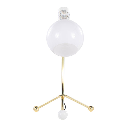 Contemporary Adjustable Neck Task Lamp, Metal Frame, White Shade, 60W Bulb Required, Gold Finish