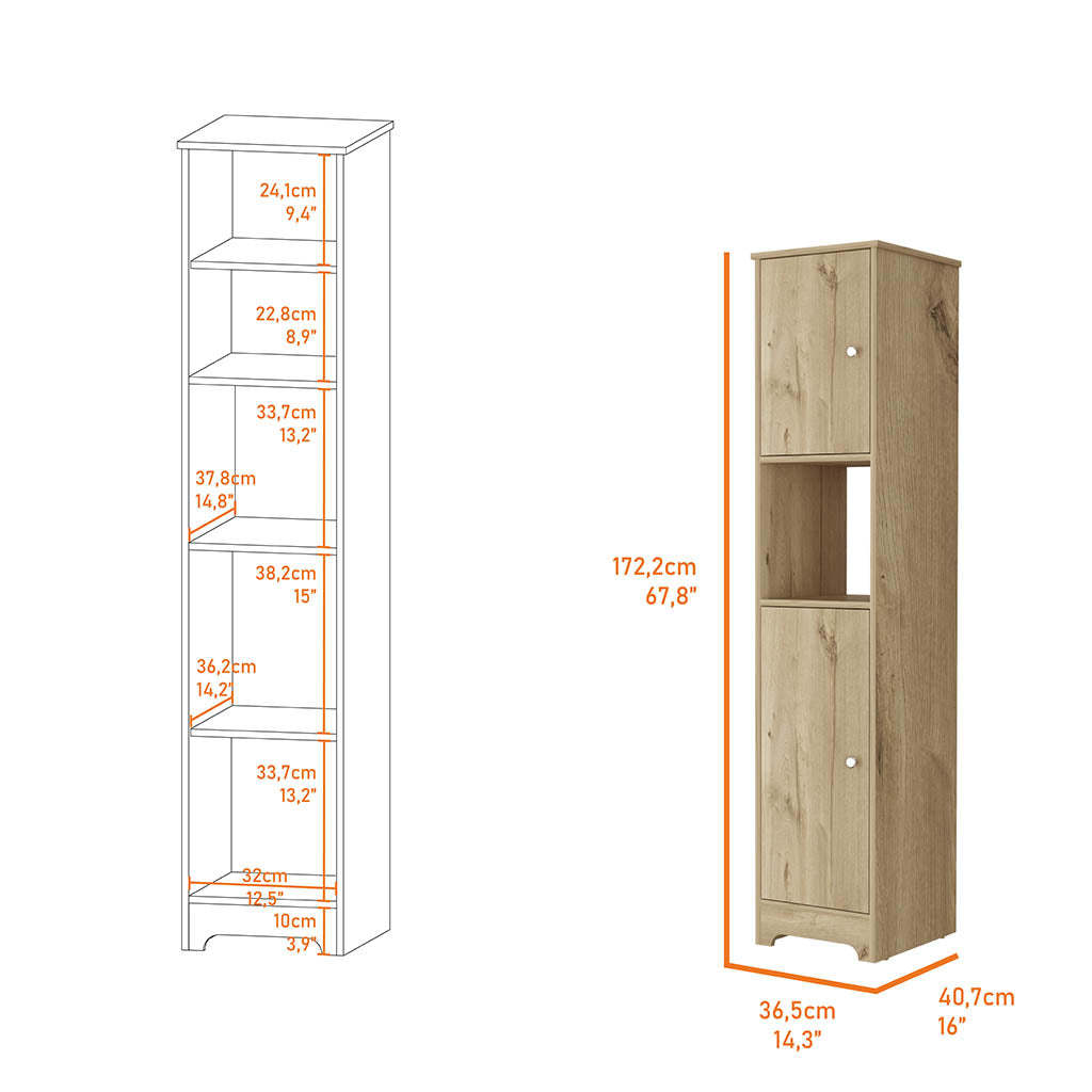 Charlotte Linen Cabinet, 2 Single Door Cabinet, Division, One Shelf
