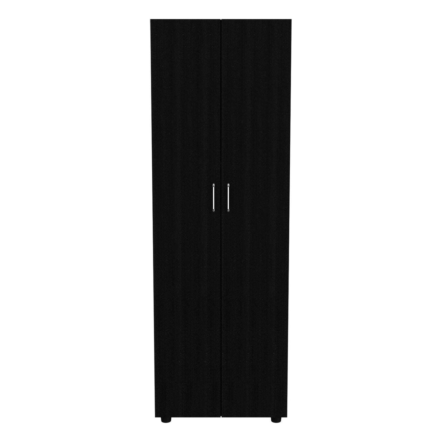 Armoire-organiser 70.8"H, Two Shelves, Rod, Double Door Cabinet Armoire, Black
