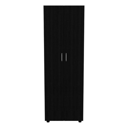 Armoire-organiser 70.8"H, Two Shelves, Rod, Double Door Cabinet Armoire, Black