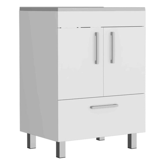 Modern White Bathroom Vanity with Double Door Cabinet and One Drawer