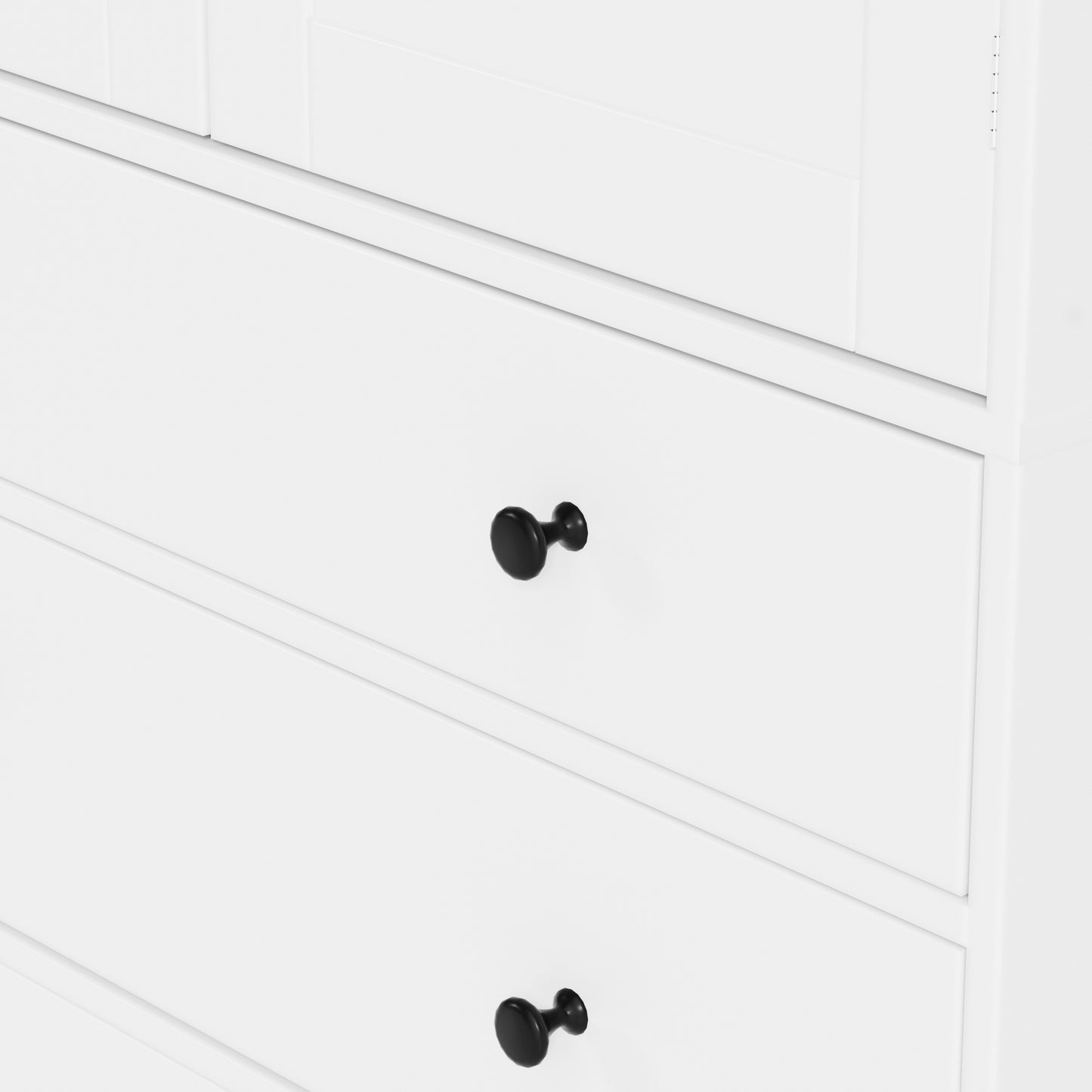 Tall White Farmhouse Kitchen Pantry - 77" Freestanding Storage Cabinet with Adjustable Shelves, Door Shelves, and Drawers