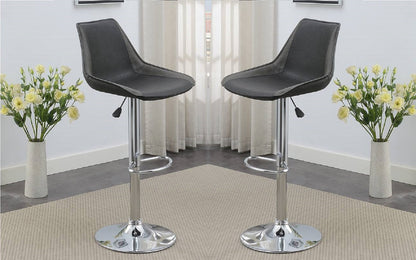 Ebony Adjustable Bar Stool Chairs Set Of 2 Chrome Base