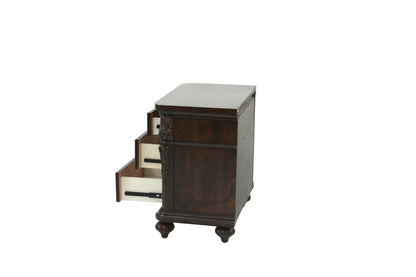 Traditional Antique Walnut 1pc Nightstand Bedroom Furniture Cherry Veneer 2-Drawers Hanging Pull Bedside Table