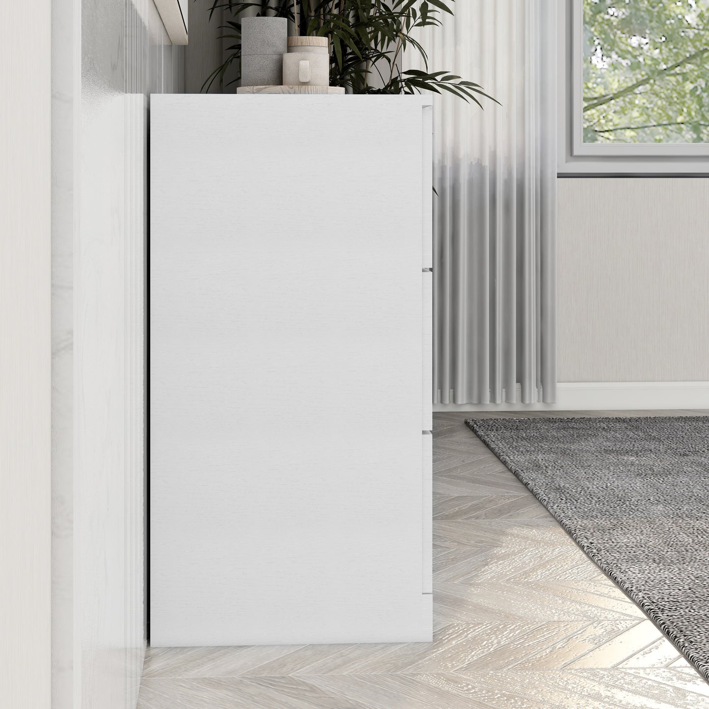 Elegant Antique White 6-Drawer Chest - Modern Storage Solution for Bedrooms