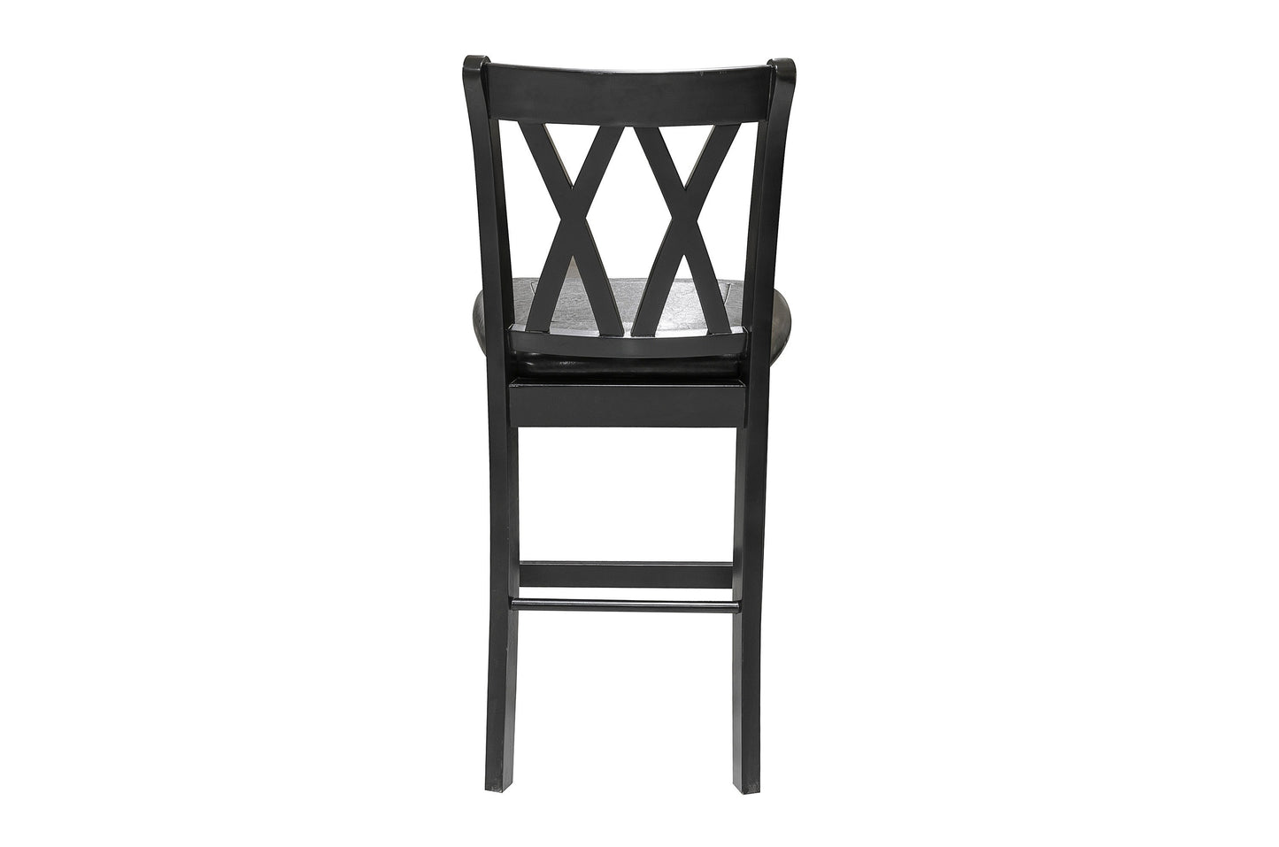 Black Finish 5pc Counter Height Set Dining Counter Height Table with Lower Shelves and 4x Chairs Set Faux Leather Upholstered Kitchen Dining Furniture