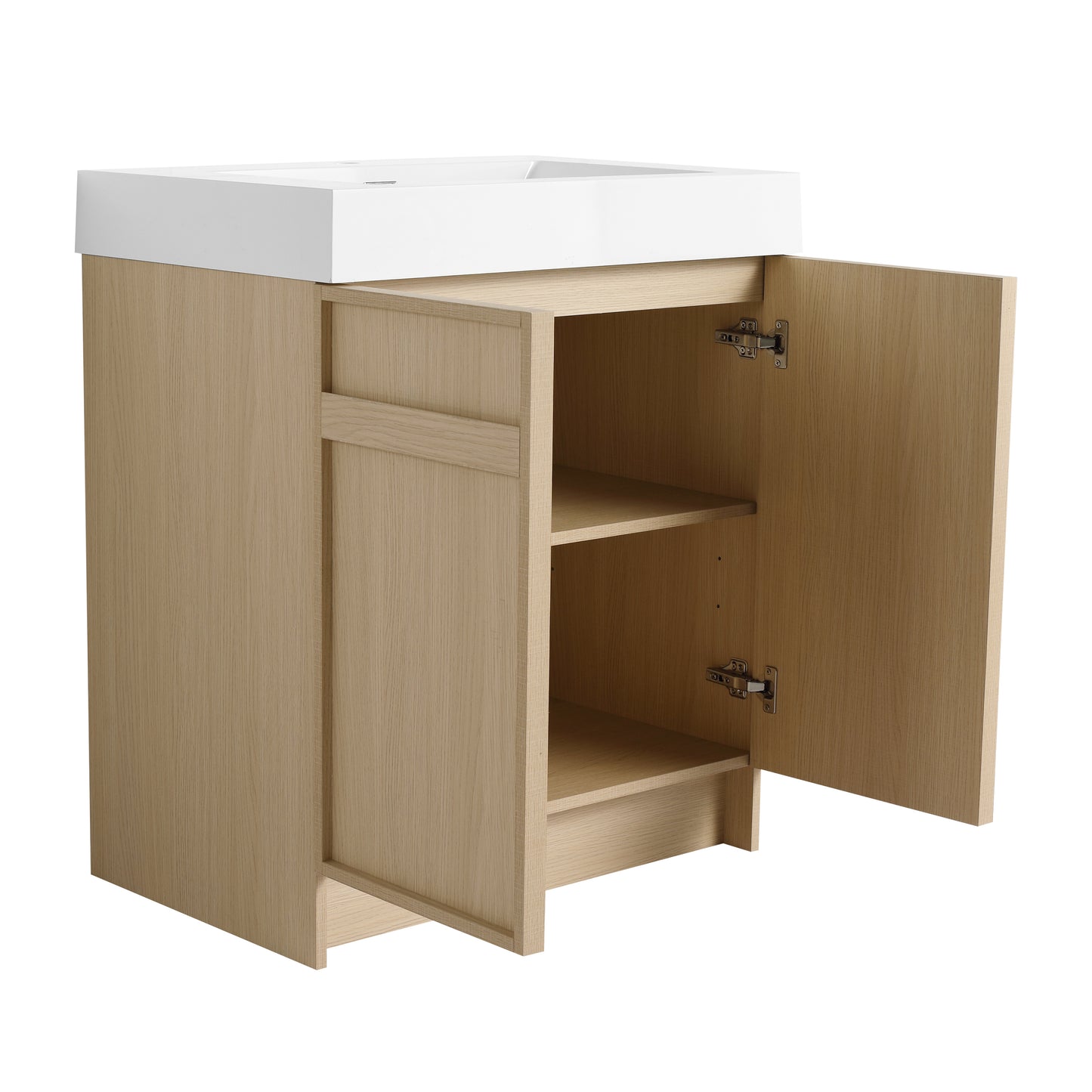 30-Inch Modern Freestanding Bathroom Vanity with Soft-Close Doors and Integrated Resin Sink