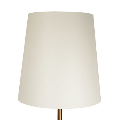 Modern Floor Lamp with Built-In Side Table and Linen Shade, 70-Inch Tall, Great for Living Room, Brass