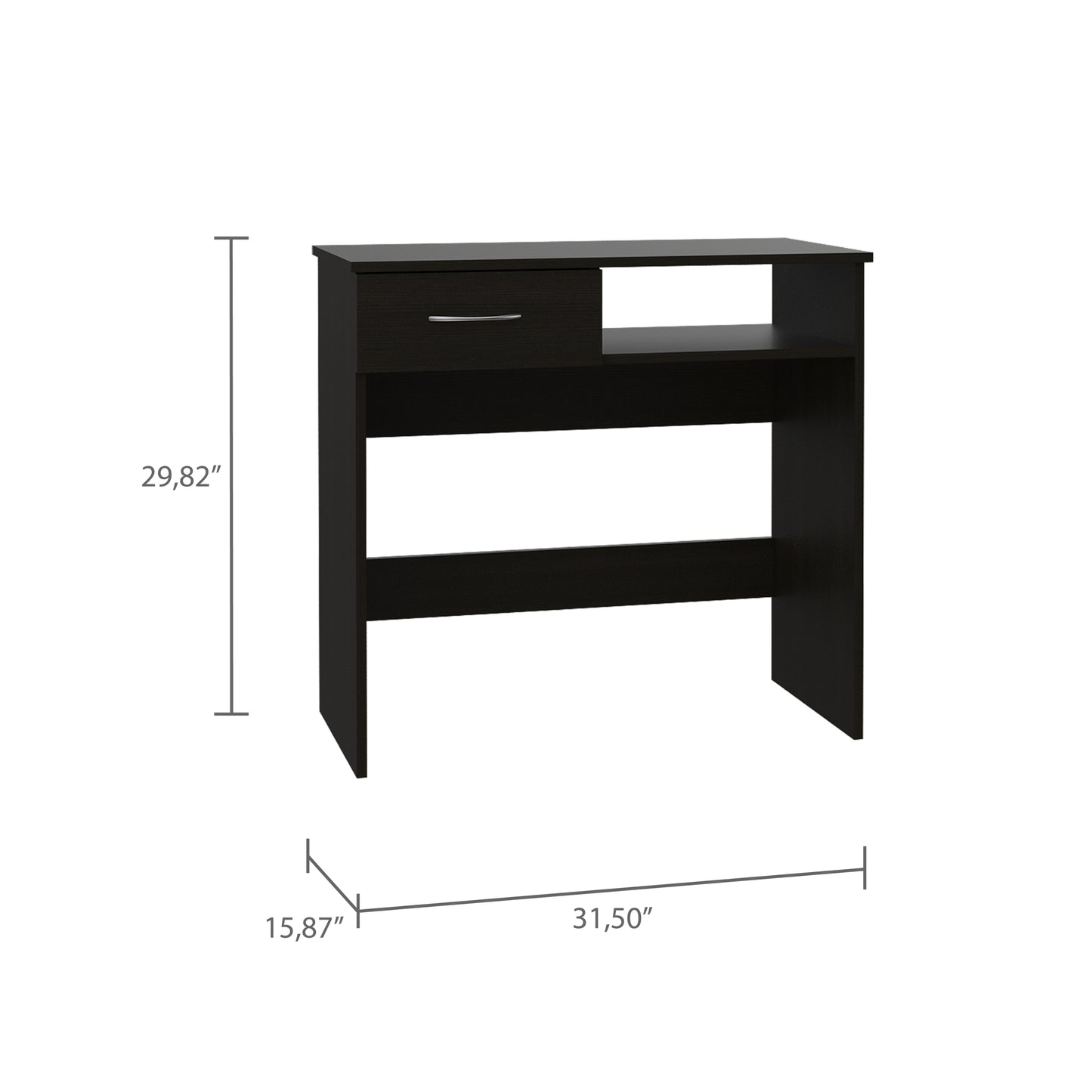 Modern Black Wengue 2-Piece Home Office Desk and Bookcase Set with 7 Shelves and 1 Drawer