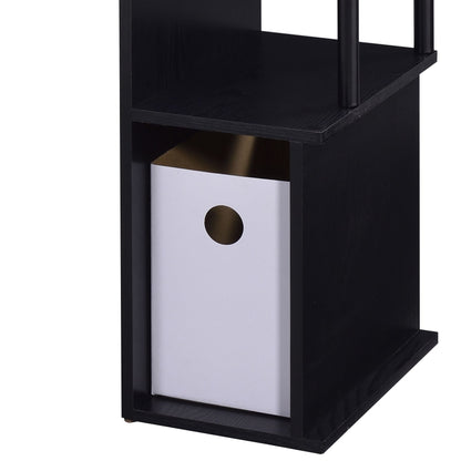 Ergonomic Black Computer Desk with Keyboard Tray and Storage Shelves