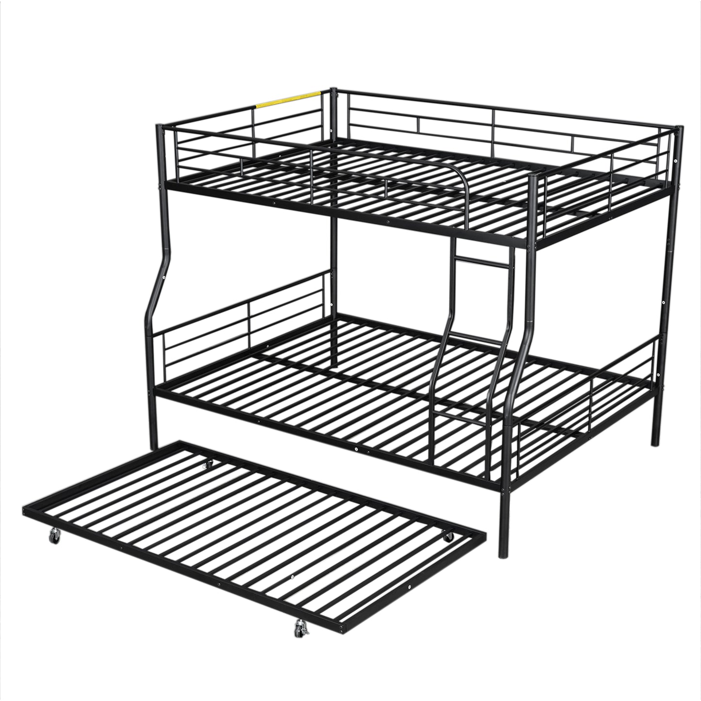Stylish Black Full XL Over Queen Metal Bunk Bed with Trundle for Optimal Space Utilization