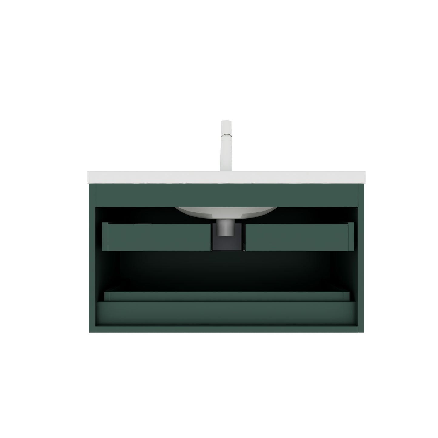 Modern 36" Green and White Wall-Mounted Bathroom Vanity with Integrated Ceramic Sink and Soft-Close Drawers