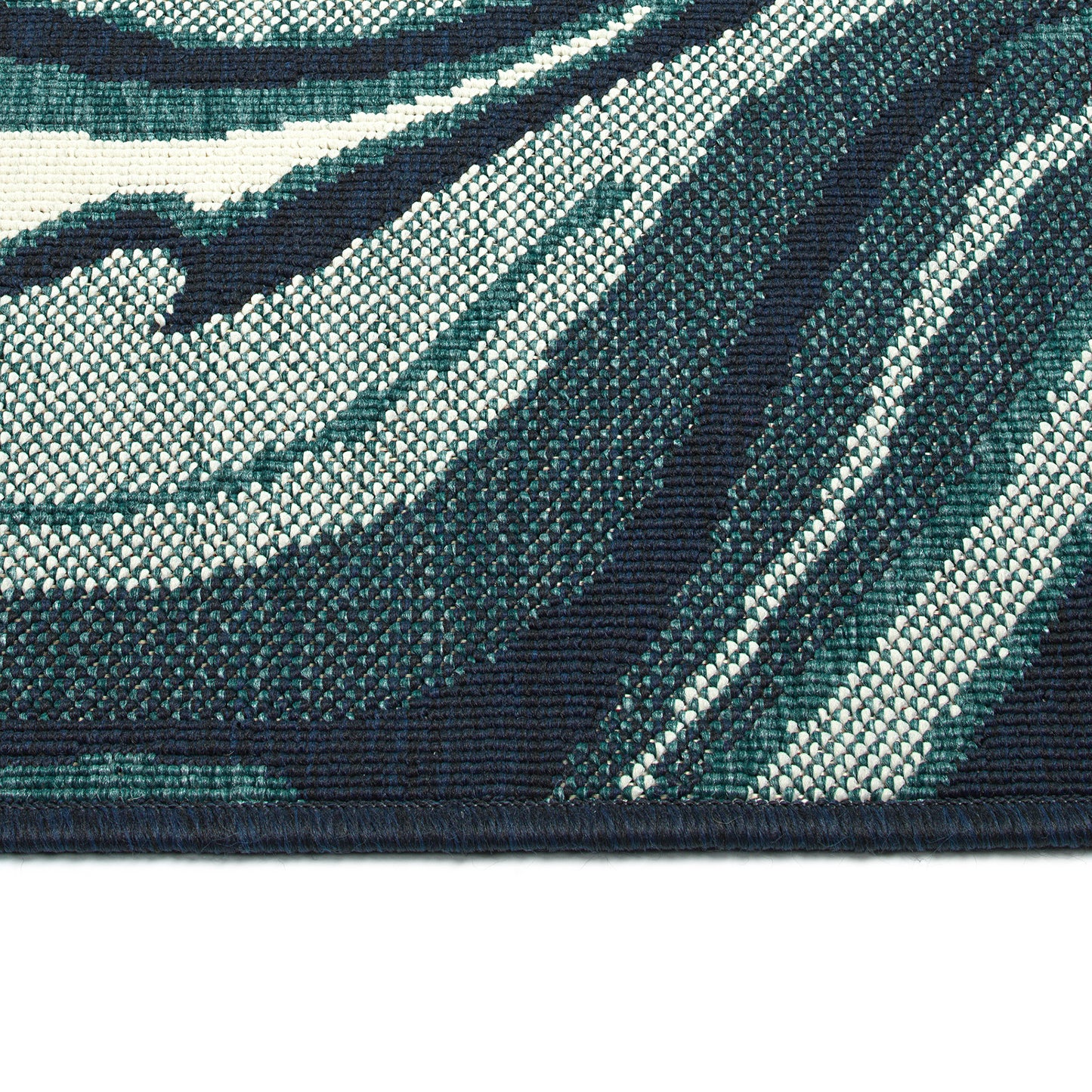 Rectangular Throw Rug 43 x 23 in, Modern Abstract Textured Cut-Pile, Indoor/Outdoor Polypropylene Teal