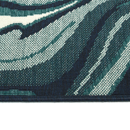 Modern Abstract Textured Cut-Pile Area Rug, 5 ft 3 in x 7 ft 6 in, Indoor/Outdoor, Polypropylene Teal