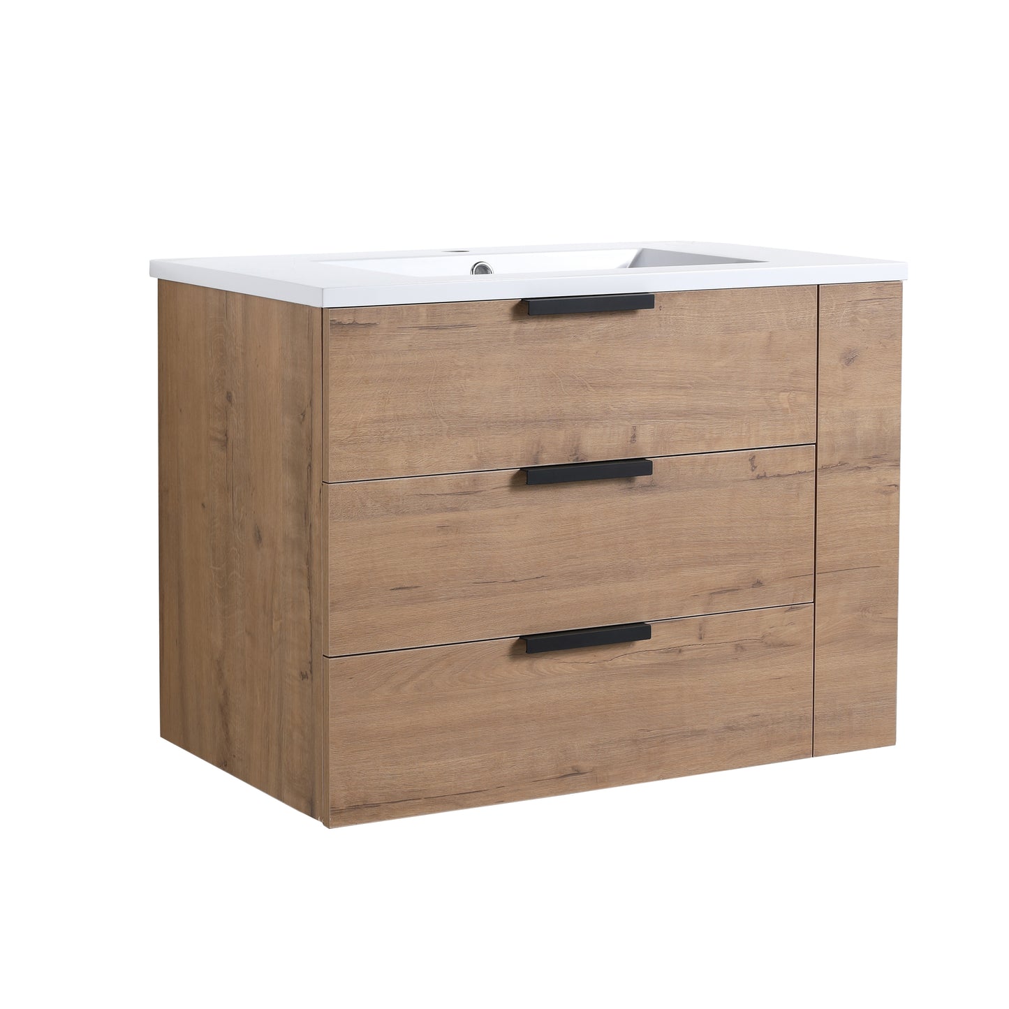30-Inch Modern Wall-Mounted Bathroom Vanity with Soft Close Drawers and Adjustable Side Shelf