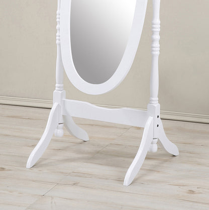 Elegant White Wood Cheval Mirror in Traditional Queen Anna Design