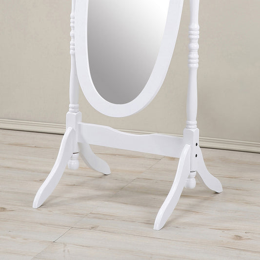 Elegant White Wood Cheval Mirror in Traditional Queen Anna Design