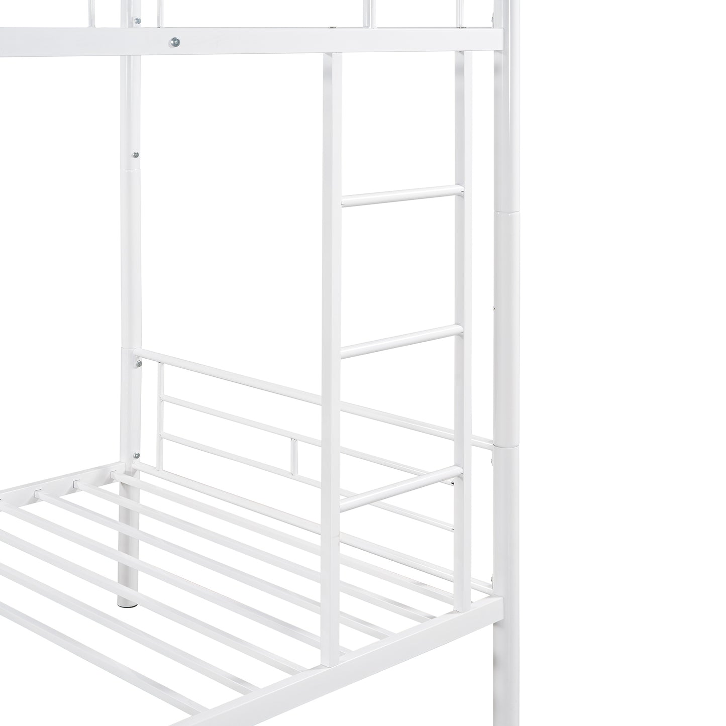Stylish White Twin Over Twin Metal Bunk Bed for Space-Saving Solutions