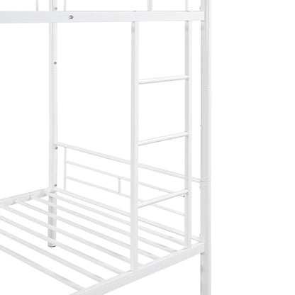 Stylish White Twin Over Twin Metal Bunk Bed for Space-Saving Solutions