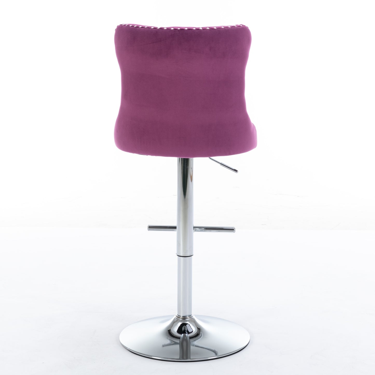 Purple Velvet Swivel Bar Stools Adjustable 25-33 Set Of 2