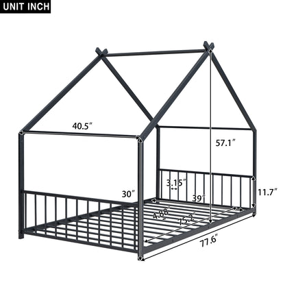 Black Twin Size Metal Playhouse Bed
