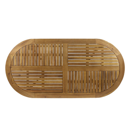 Acacia Wood 70in Outdoor Dining Table For Patio Teak Finish