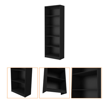Modern Black 4-Tier Bookcase with Versatile Storage Solutions