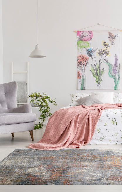 Rectangular Throw Rug, 22 x 30 in, Low-Pile, 100% Polyester, Modern Abstract, Stain-Resistant Lavender