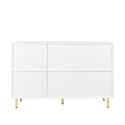 3-Door Large Storage Sideboard with Gold Handles for Kitchen, Dining Room and Living Room.55.12" W Accent White Buffet Cabinet, Coffee Bar Sideboard Cabinet with 3 doors (White)