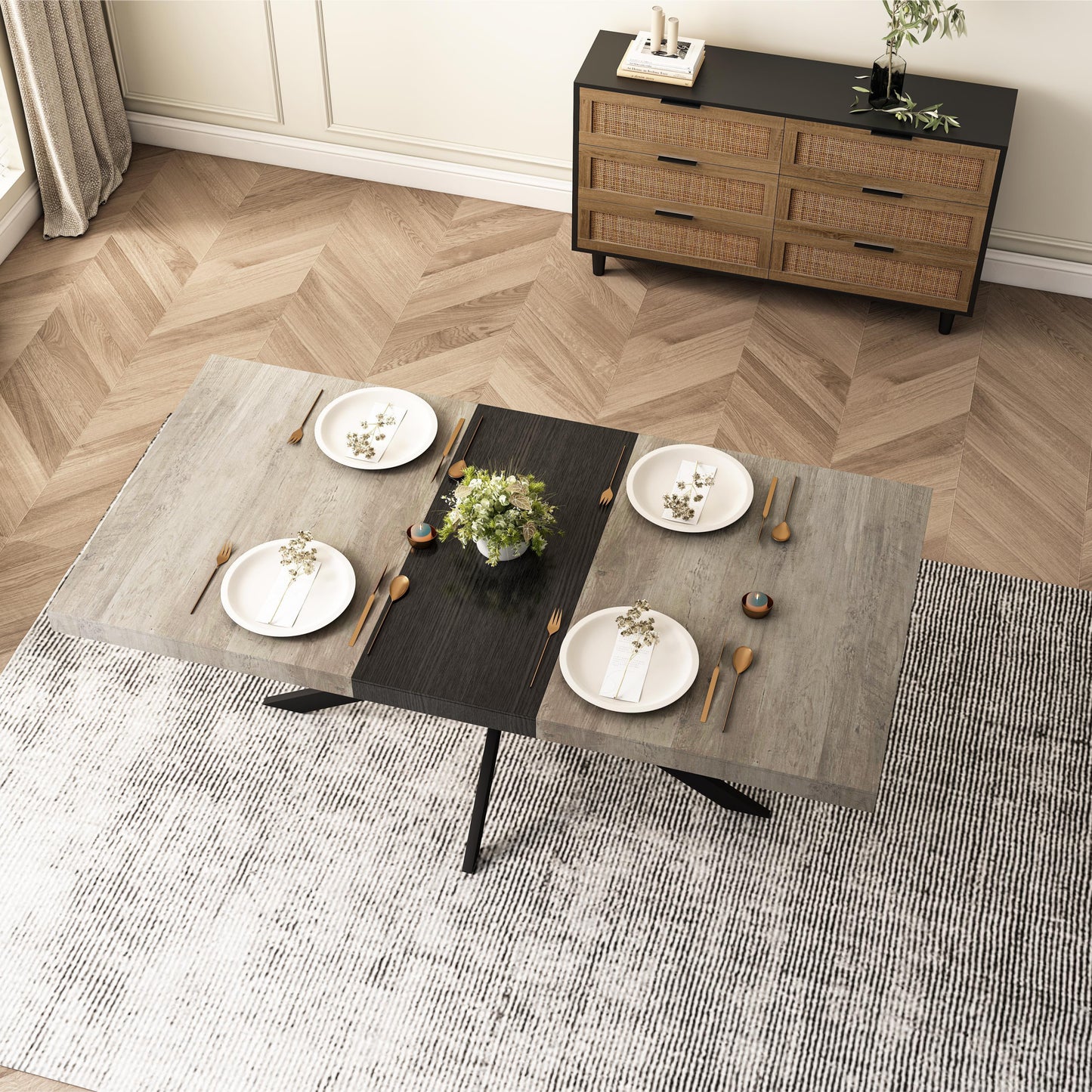 Rectangular Stretch Dining Table Storage Box Carole Grey