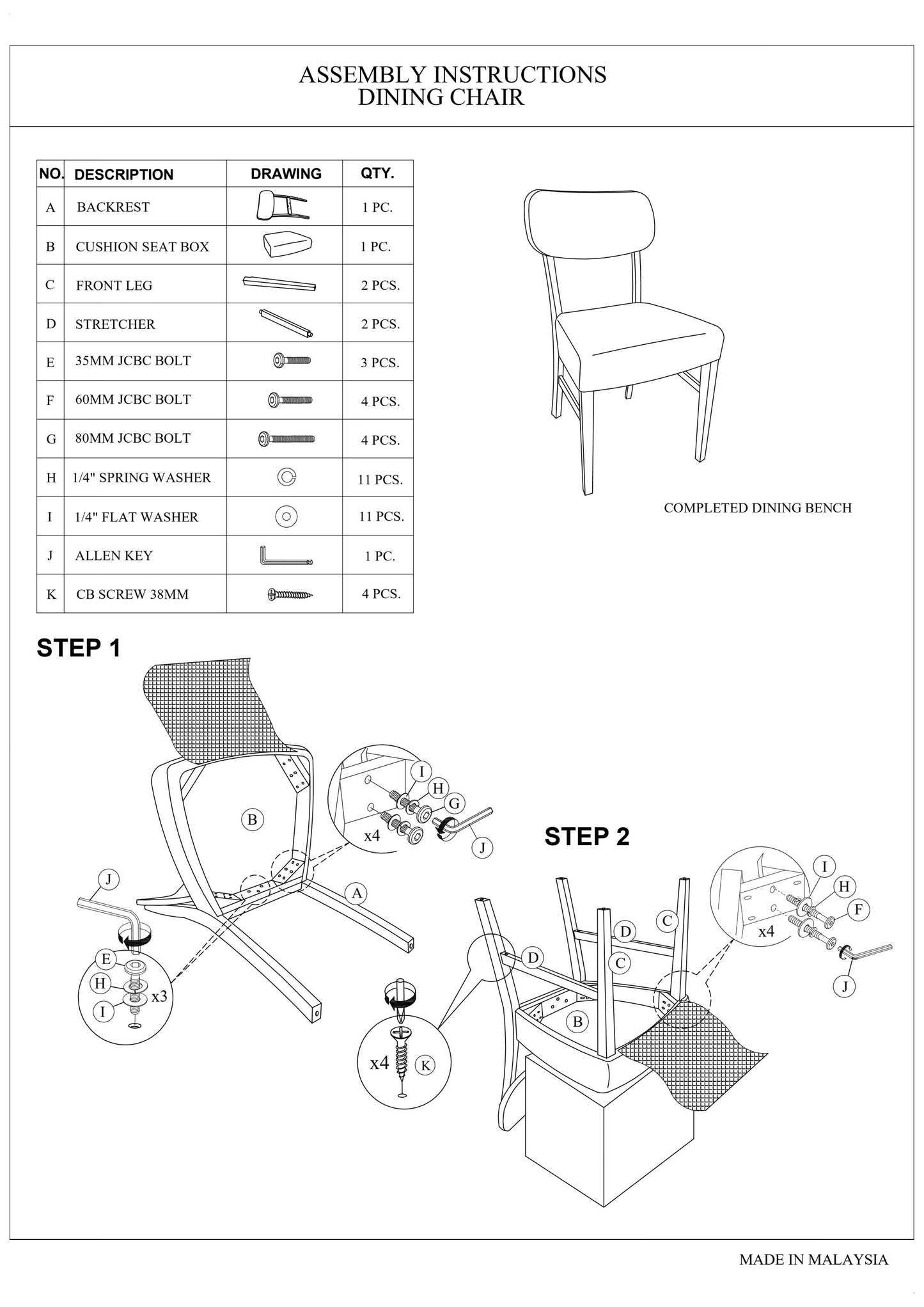 Solid Rubberwood Dining Chairs, 2-Pack, Fabric Cushioned Seats, Dining Room, Natural Wood Grain Color