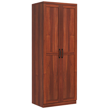 Elegant Tan Freestanding Kitchen Pantry with 5-Tier Shelving and Adjustable Storage Options