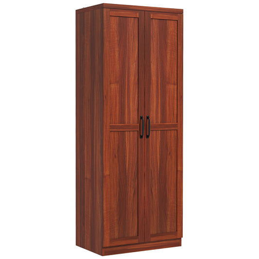 Elegant Tan Freestanding Kitchen Pantry with 5-Tier Shelving and Adjustable Storage Options