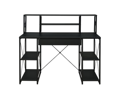 Modern Black Finish Writing Desk with Ample Storage and Industrial Design