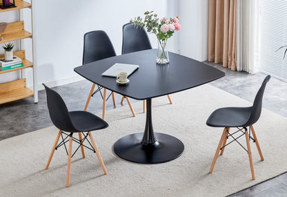 Round Dining Table 42in Pedestal MDF Seats 4 6 Matte Black