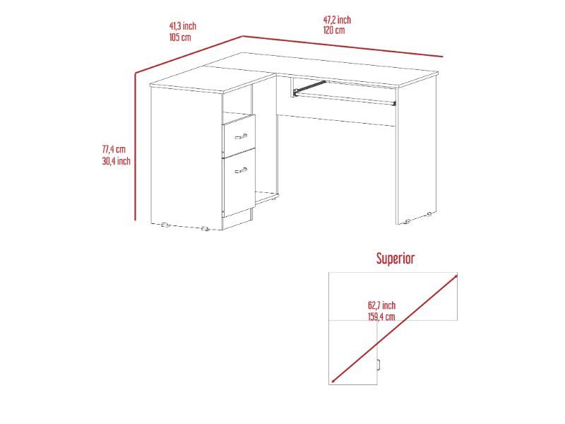 Colombian Black L-Shaped Office Desk with Drawers and CPU Storage