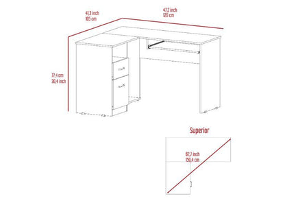 Colombian Black L-Shaped Office Desk with Drawers and CPU Storage
