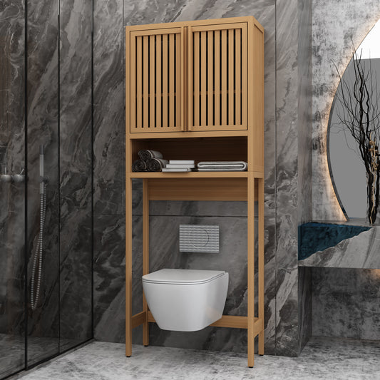 Bamboo Freestanding Toilet Storage Organizer for Bathroom and Laundry - Space-Saving Design in Natural Finish