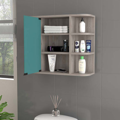 Valdez Medicine Cabinet With Six Shelves, Mirror Cabinet