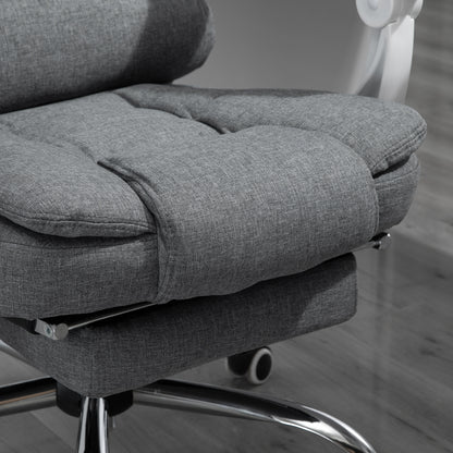 Vinsetto Ergonomic Reclining Office Chair with Adjustable Footrest and Linen Fabric