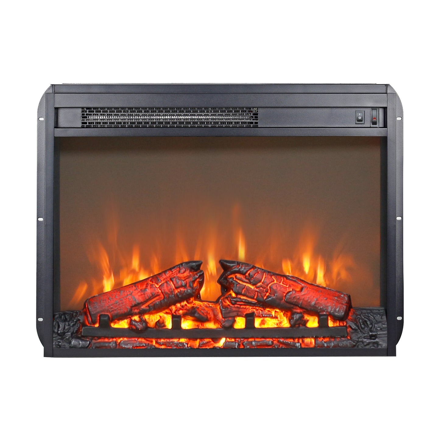 23-In Electric Fireplace Insert with Log Set, 1400W Heating for 400 ft2 Overheat Protection Antique Black