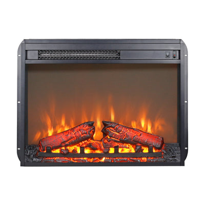 23-In Electric Fireplace Insert with Log Set, 1400W Heating for 400 ft2 Overheat Protection Antique Black