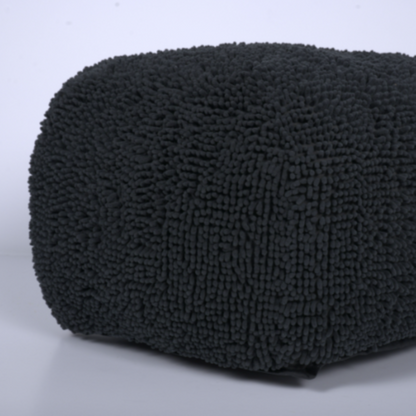 Square Microfiber Chenille Pouf Ottoman, Bead-Filled, 20x20x14 in, Plush Seating Living Room, Charcoal